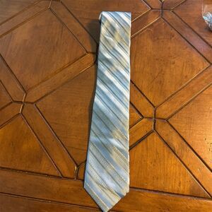 Calvin Klein Men's Blue Striped Silk Necktie Classic Length